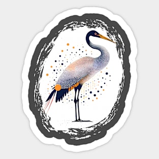 Dotted crane with frame Sticker